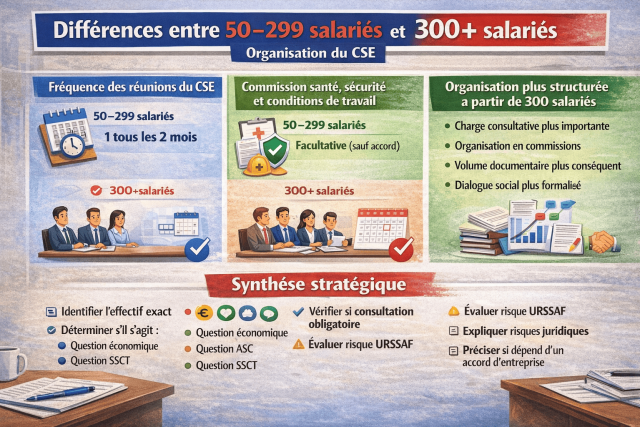Différences entre les entreprises de 50 à 250 salariés et celles de 300 salariés et plus