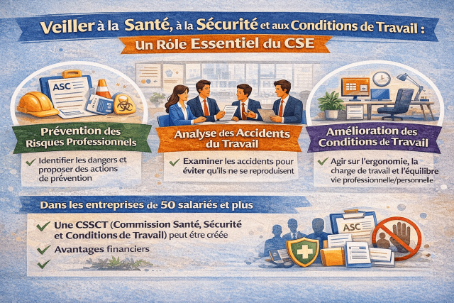 SSCT-role-CSE Veiller à la santé, à la sécurité et aux conditions de travail : une mission essentielle du CSE