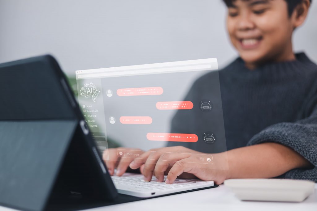 Élève utilisant l'intelligence artificielle pour ses devoirs