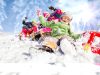 Vacances d’hiver des grandes familles Vacances d’hiver des grandes familles- CSE : enfants en combinaison de ski jouant dans la neige pendant les vacances d’hiver